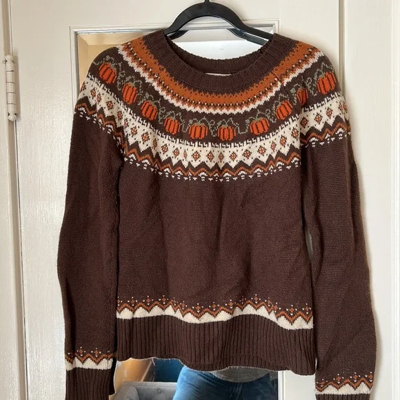 Kiel James Patrick Brown and Orange Sweater - Picture 2 of 3